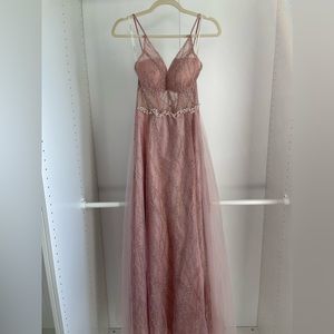 David’s Bridal Long Patterned Sequin Rose Dress